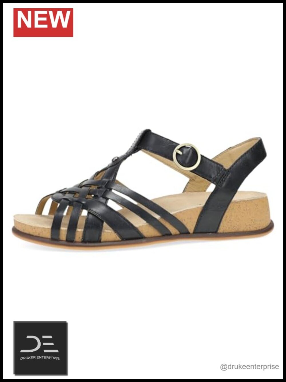 Dansko Christa Woven Leather Wedge Sandals Hook-and-Loop Adjustable